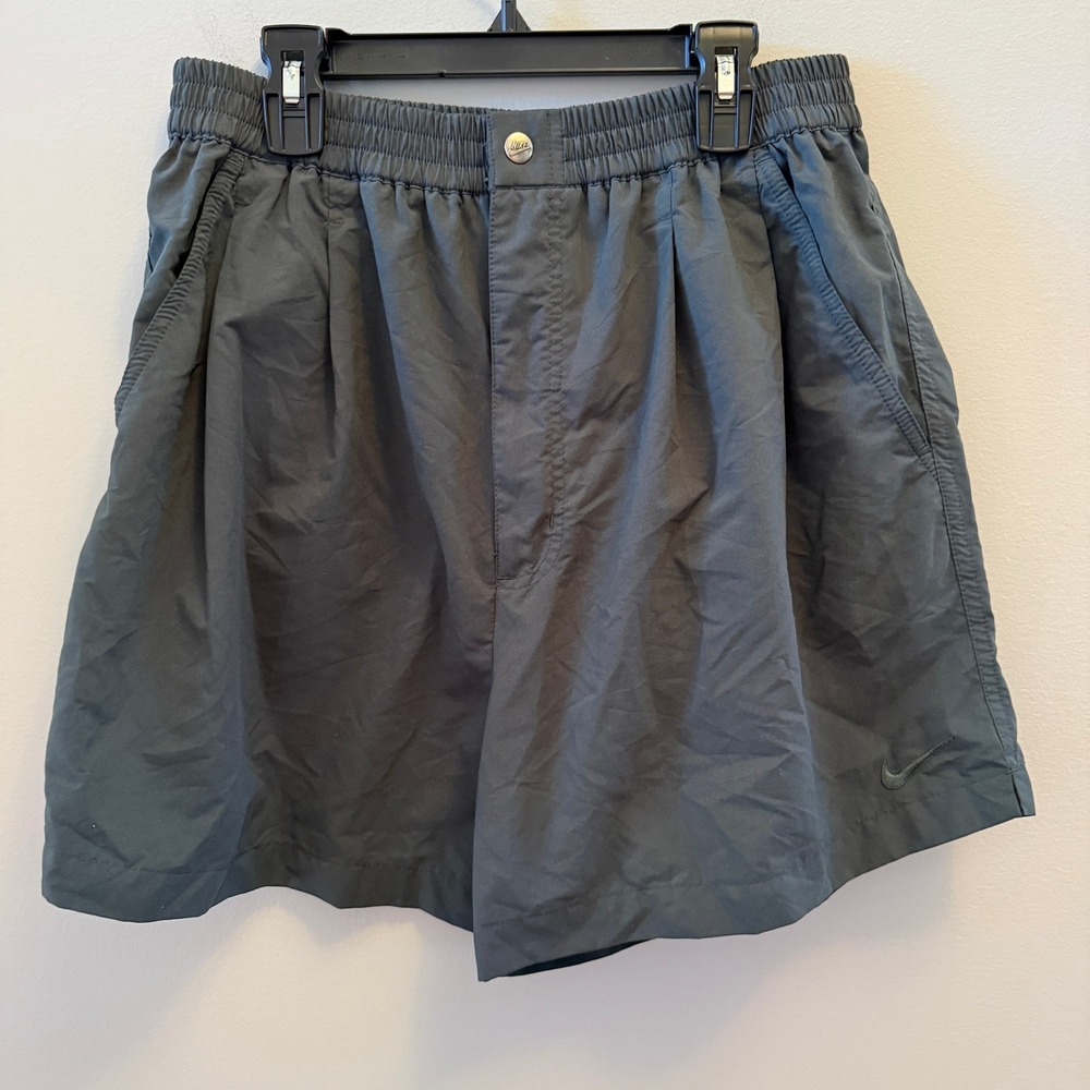 Nike Men's Greenish Gray Shorts Size Large Button Zip Fly 90s Athletic Casual